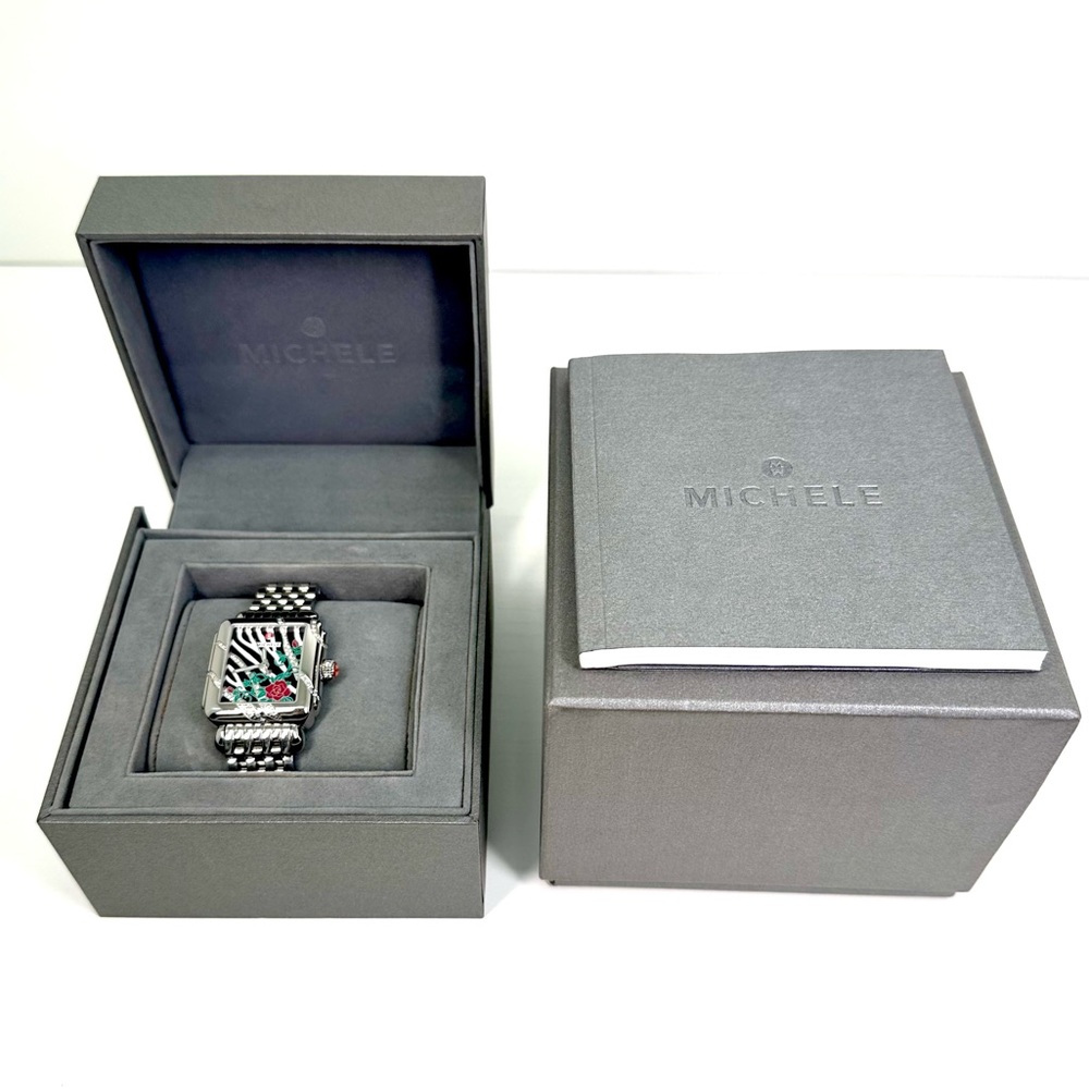 MICHELE: Deco Safari Zebra Rose Diamond Watch - Picture 8 of 12